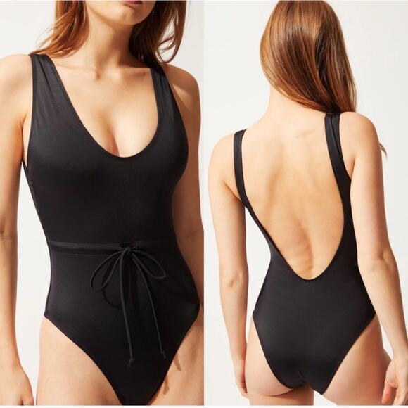 Solid & Striped The Michelle Tie One Piece Swimsuit Black Size S - Picture 1 of 12
